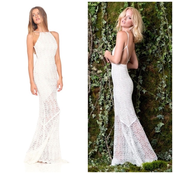 STONE COLD FOX STRAPPY LACE DRESS BRIDAL WEDDING HONEYMOON PHOTOSHOOT BACKLESS - Picture 3 of 16